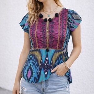 FP1 Figue Top Shirt Blouse Size XS Womens Cotton Boho Indian Inspired